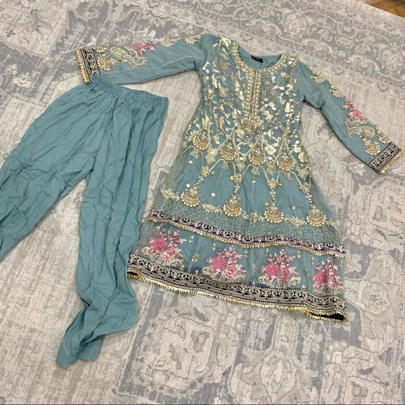 Pakistani Indian Fancy Heavy Work Peshwas Anarkali Lehenga Shalwar Kameez - Picture 12 of 16